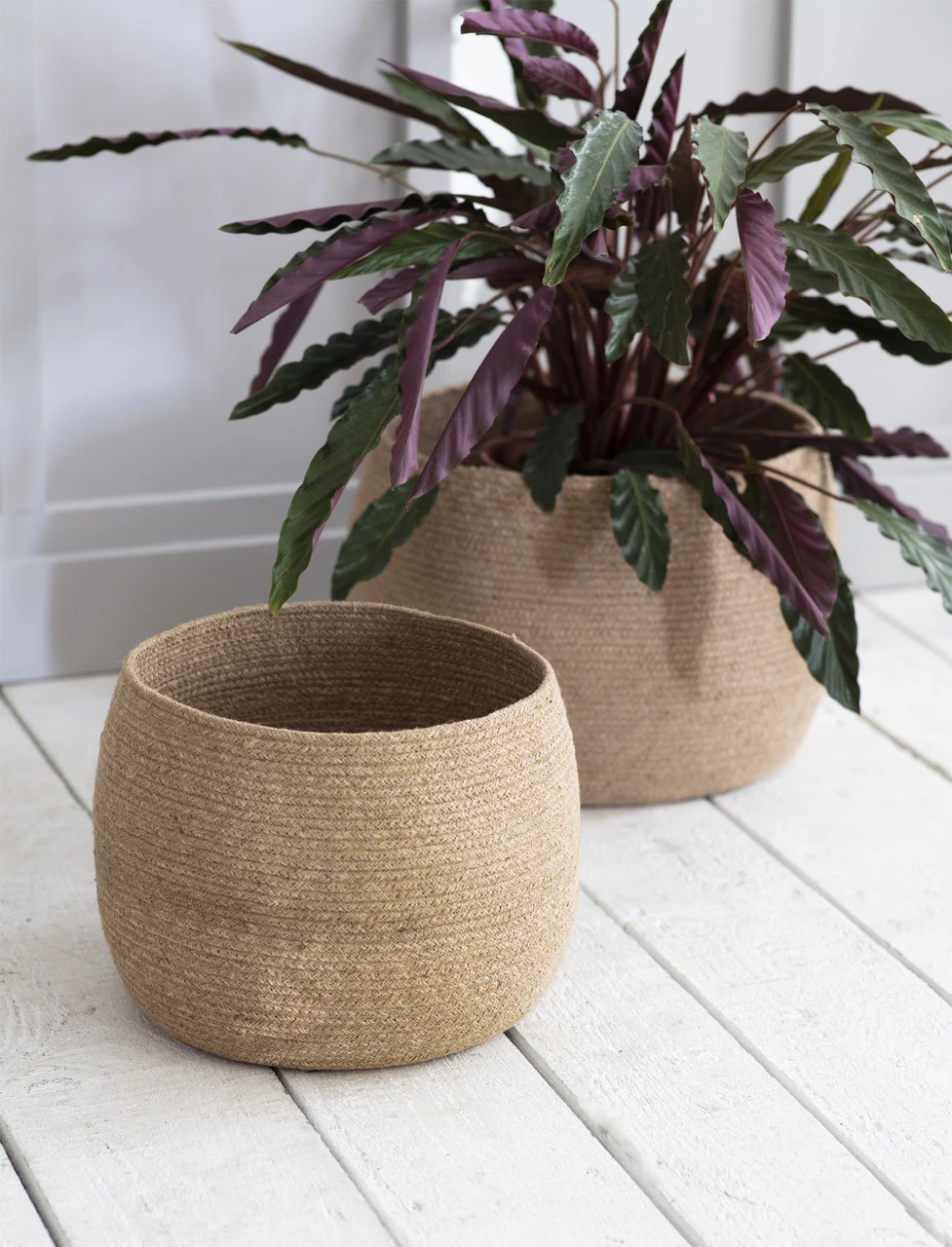 Set Of 2 Round Jute Baskets 1 Set Of 2 Round Jute Baskets