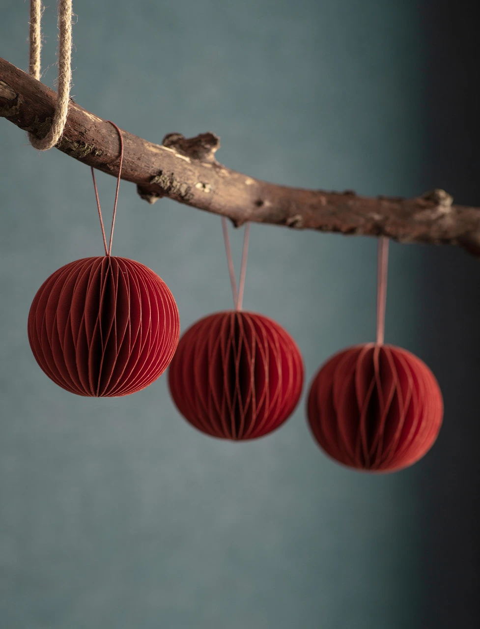Set Of 3 Maddox Round Baubles - Brick Red 1 Set Of 3 Maddox Round Baubles - Brick Red