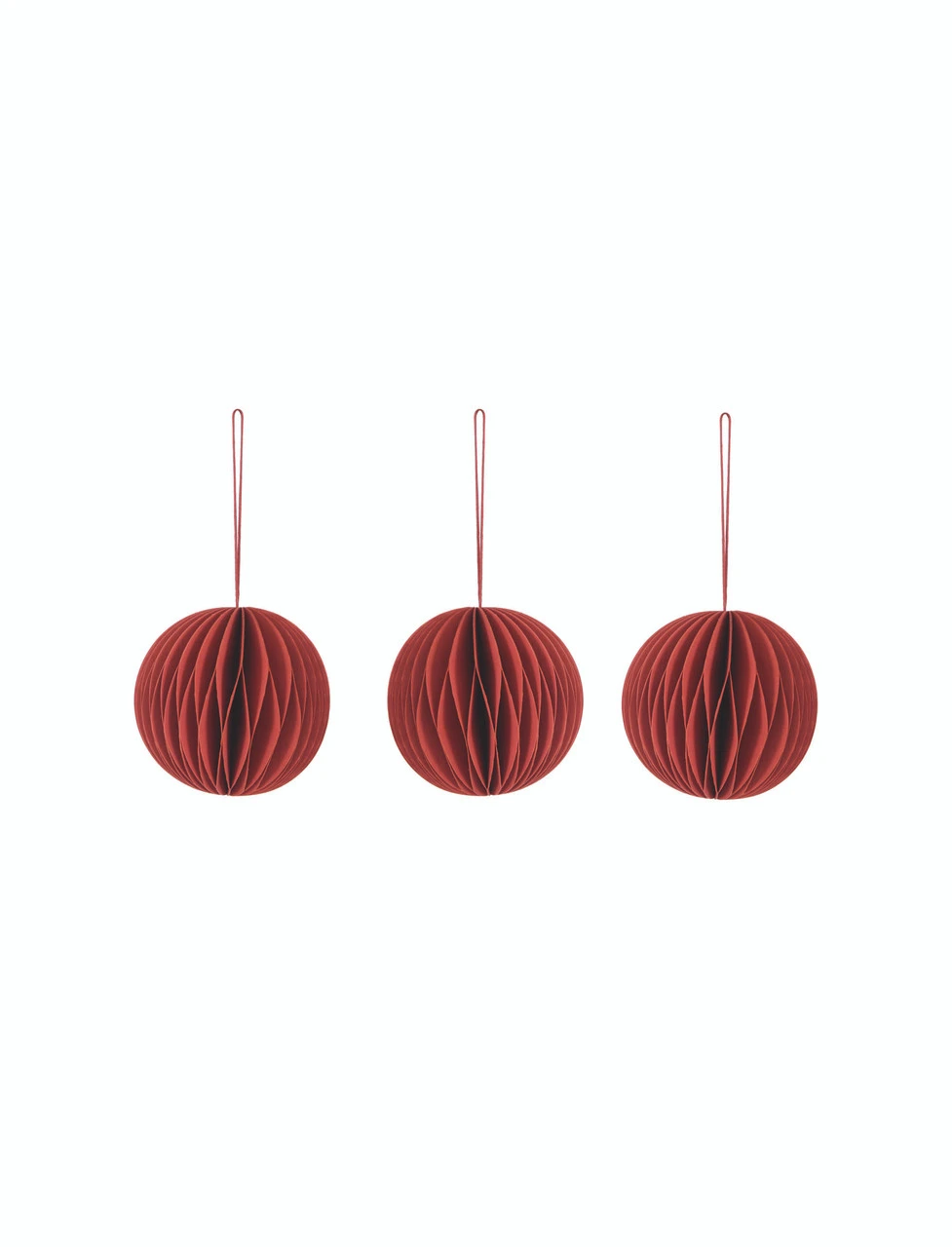 Set Of 3 Maddox Round Baubles - Brick Red 3 Set Of 3 Maddox Round Baubles - Brick Red - Image 3