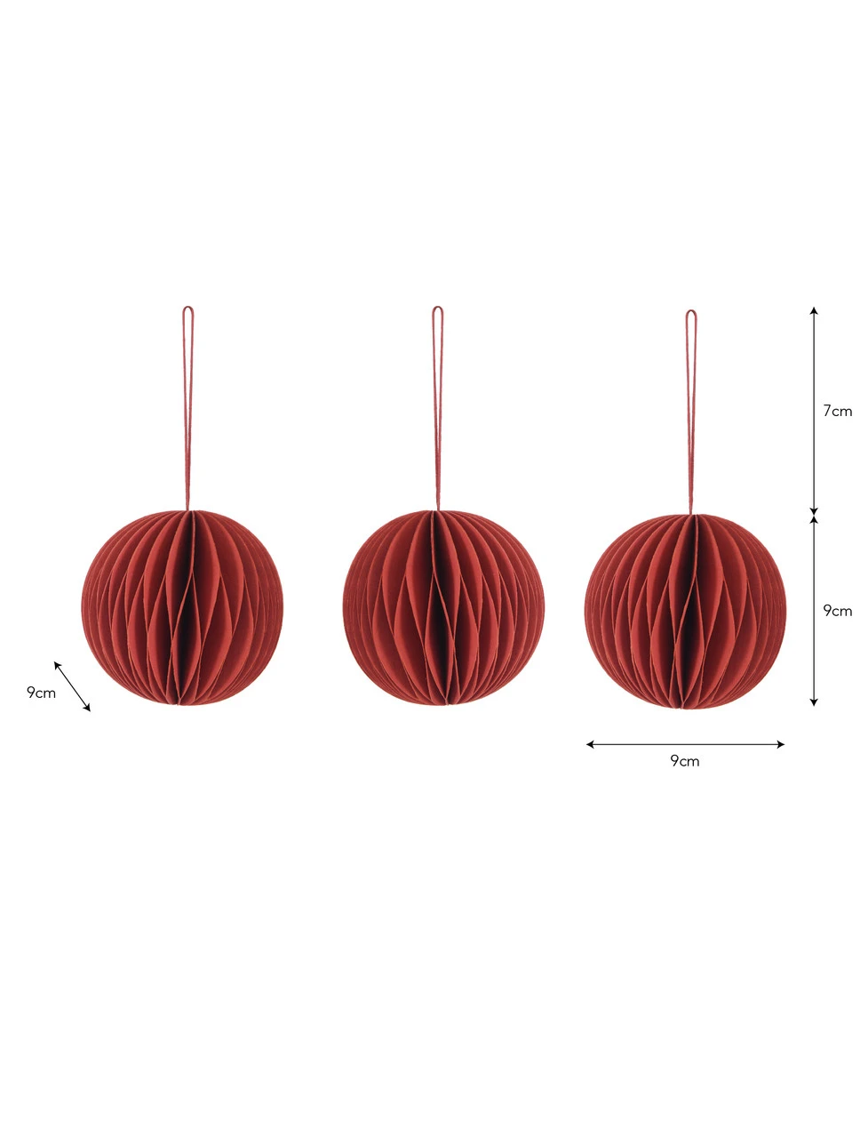 Set Of 3 Maddox Round Baubles - Brick Red 4 Set Of 3 Maddox Round Baubles - Brick Red - Image 4