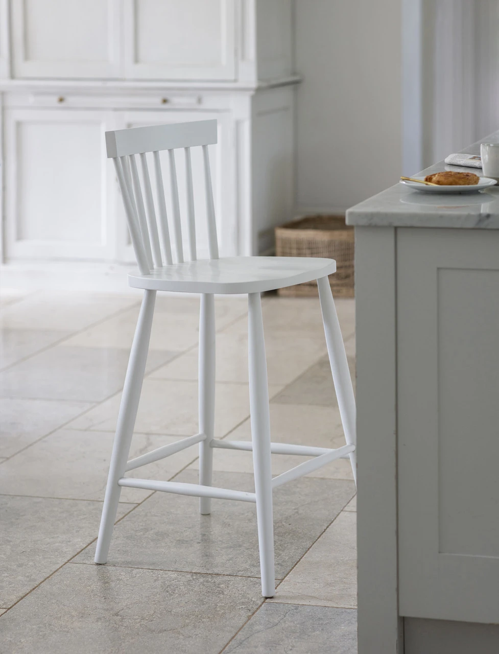 Spindle Bar Stool - Lily White 1 Spindle Bar Stool - Lily White