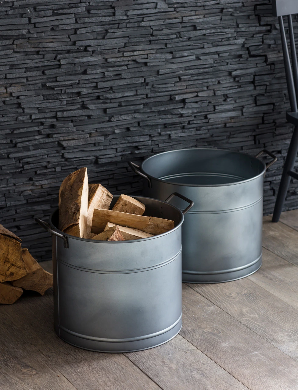 Set Of 2 Galvanised Steel Buckets 2 Set Of 2 Galvanised Steel Buckets - Image 2