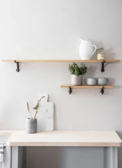 Oak & Cast Iron Shelf - Large