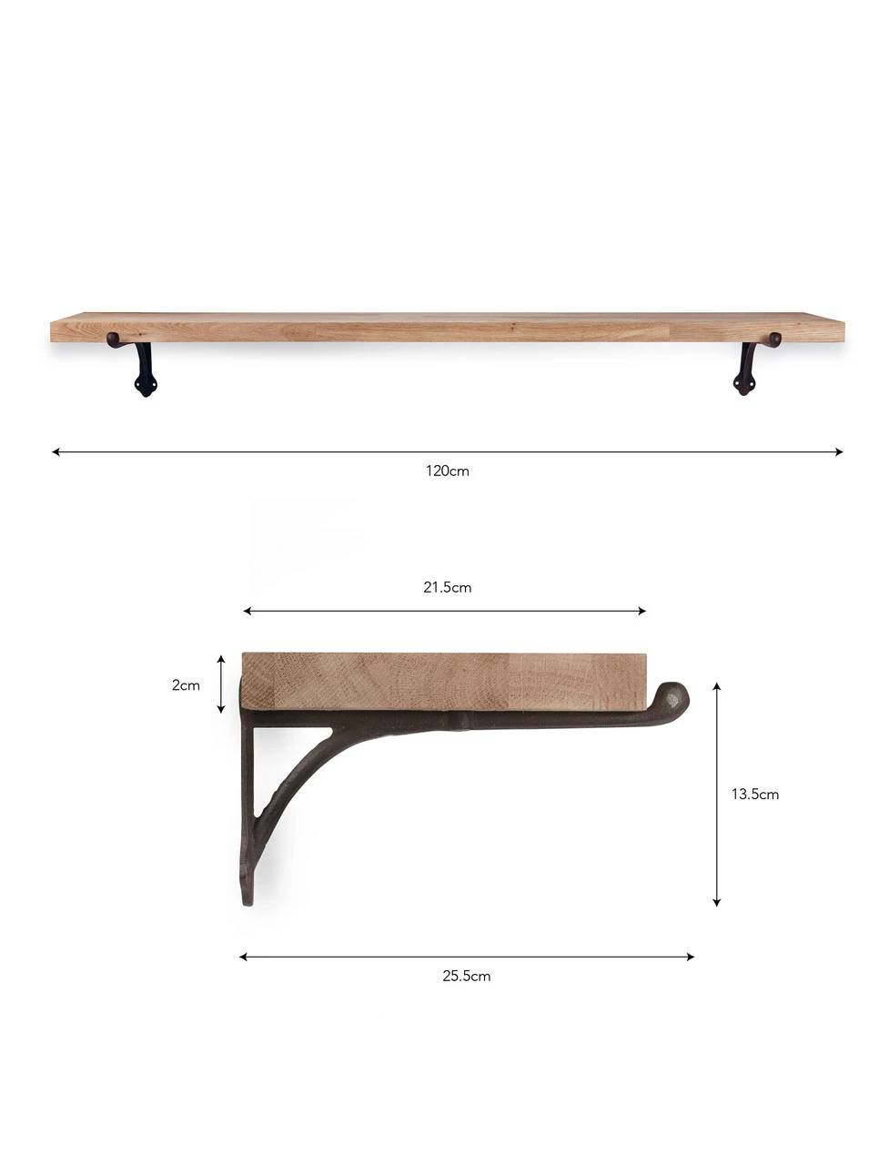 Oak & Cast Iron Shelf - Large 4 Oak & Cast Iron Shelf - Large - Image 4