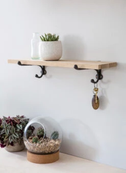 Oak & Cast Iron Shelf - Small
