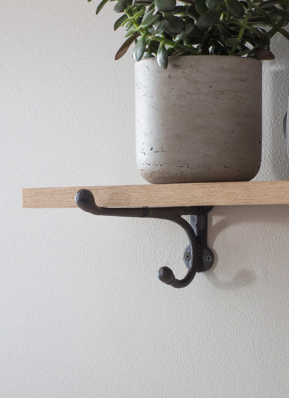 Oak & Cast Iron Shelf - Small 2 Oak & Cast Iron Shelf - Small - Image 2