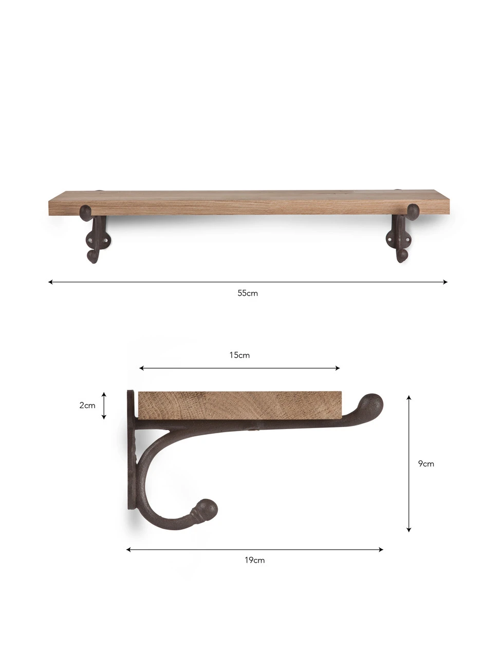 Oak & Cast Iron Shelf - Small 5 Oak & Cast Iron Shelf - Small - Image 5