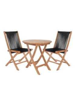 Carrick Table And Chair Set - Black -Garden Trading Store Carrick Table and Chairs Set in Black Teak and Polyrope FUTE36 72699.1680102697