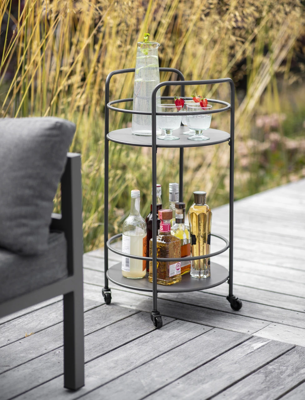 Round Drinks Trolley - Carbon 1 Round Drinks Trolley - Carbon