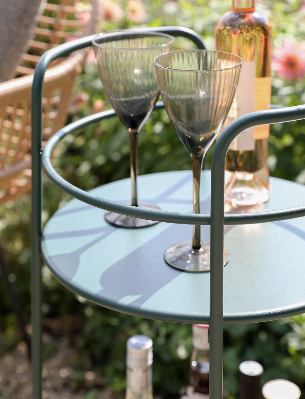 Round Drinks Trolley - Forest Green 2 Round Drinks Trolley - Forest Green - Image 2