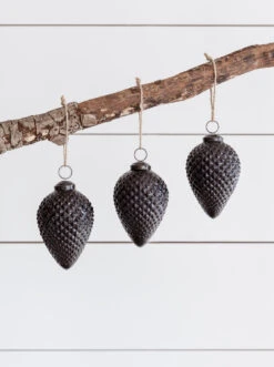 Set Of 3 Elkstone Baubles - Black