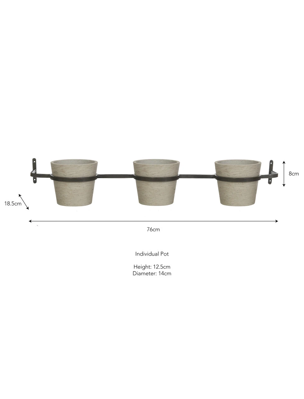 Triple Stratton Wall Pots And Farringdon Holder - Stone 3 Triple Stratton Wall Pots And Farringdon Holder - Stone - Image 3
