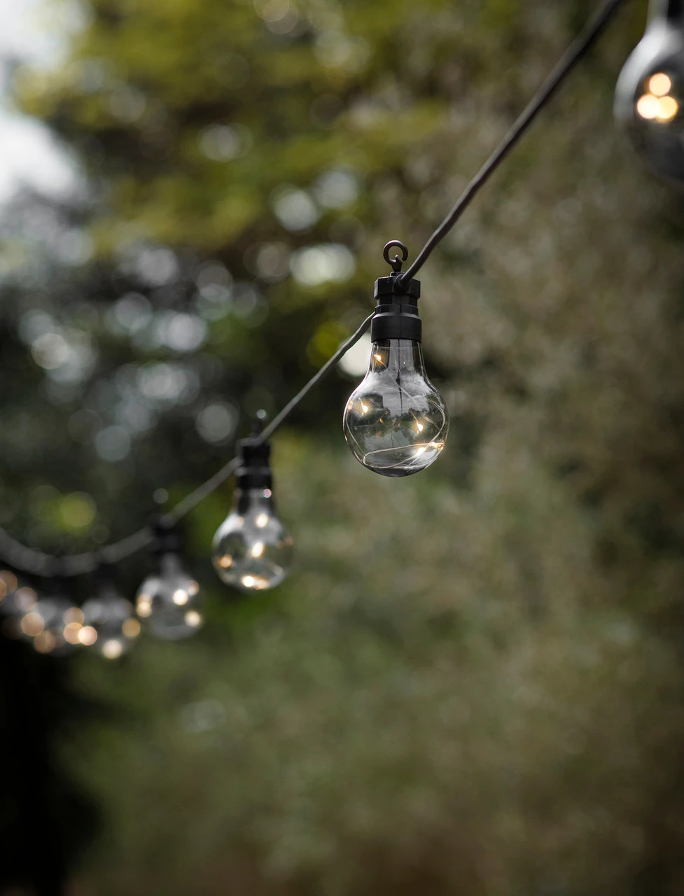 Solar Festoon Classic Lights - Smoked - 10 Bulbs 1 Solar Festoon Classic Lights - Smoked - 10 Bulbs
