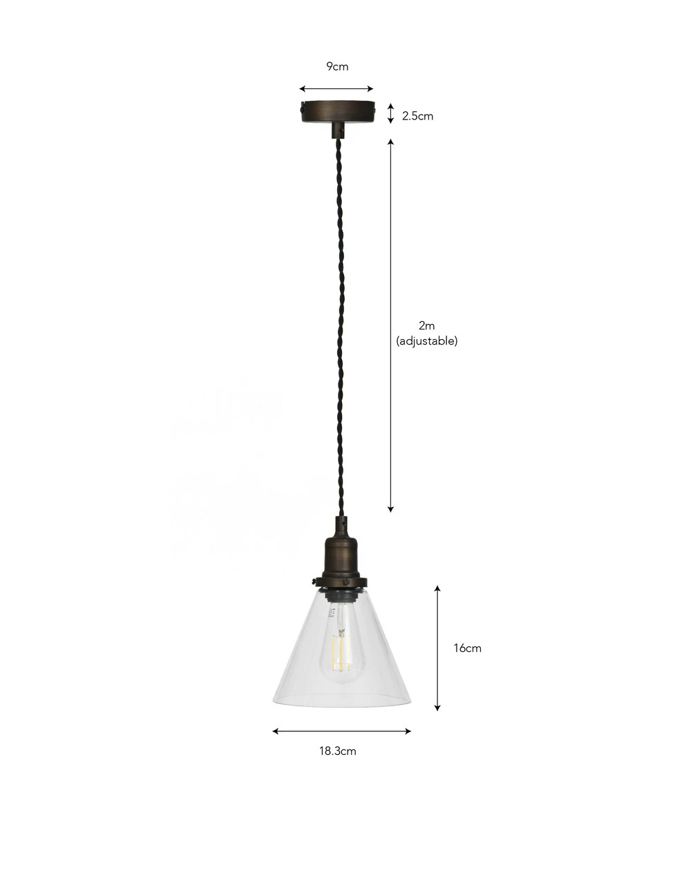 Hoxton Cone Pendant Light - Antique Bronze 3 Hoxton Cone Pendant Light - Antique Bronze - Image 3
