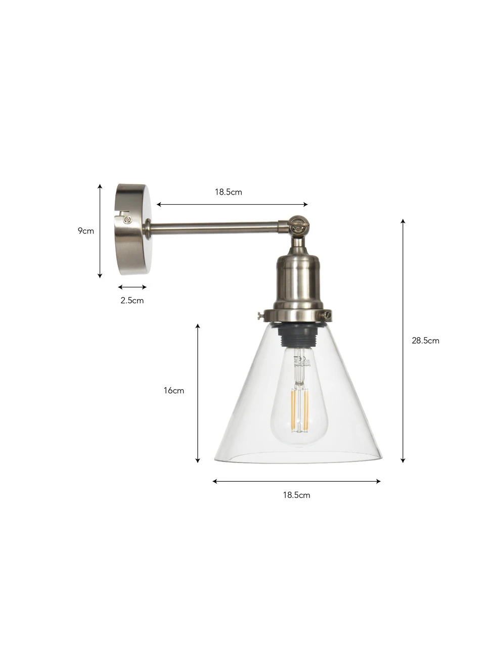 Hoxton Cone Wall Light - Satin Nickel 4 Hoxton Cone Wall Light - Satin Nickel - Image 4
