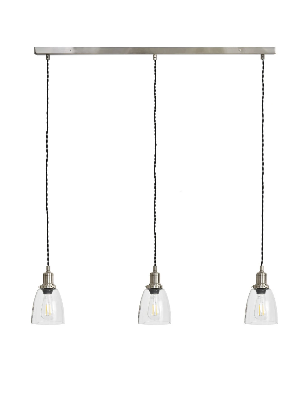Trio Of Hoxton Domed Pendant Light - Satin Nickel 3 Trio Of Hoxton Domed Pendant Light - Satin Nickel - Image 3