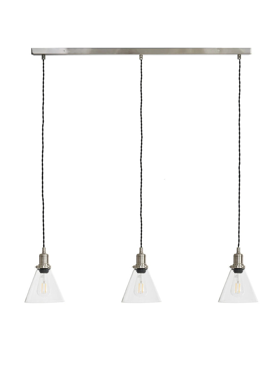 Trio Of Hoxton Cone Pendant Light - Satin Nickel 2 Trio Of Hoxton Cone Pendant Light - Satin Nickel - Image 2