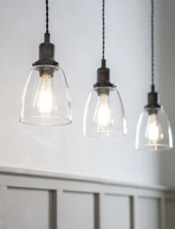 Trio Of Hoxton Domed Pendant Light - Antique Bronze