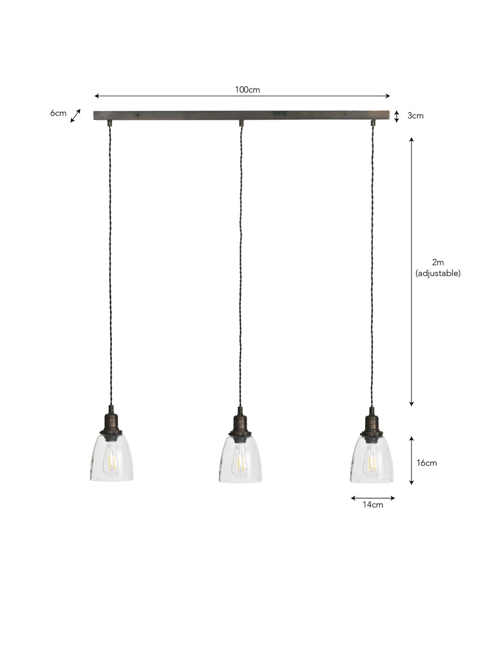 Trio Of Hoxton Domed Pendant Light - Antique Bronze 3 Trio Of Hoxton Domed Pendant Light - Antique Bronze - Image 3