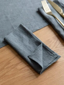 Set Of 4 Linen Napkins- Charcoal