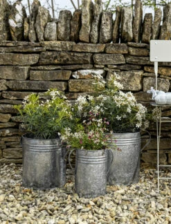 Set Of 3 Galvanised Steel Planters
