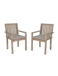 Pair Of Porthallow Dining Armchairs -Garden Trading Store Pair of Porthallow Dining Armchairs Acacia FUAC09 Angled 18433.1658310529