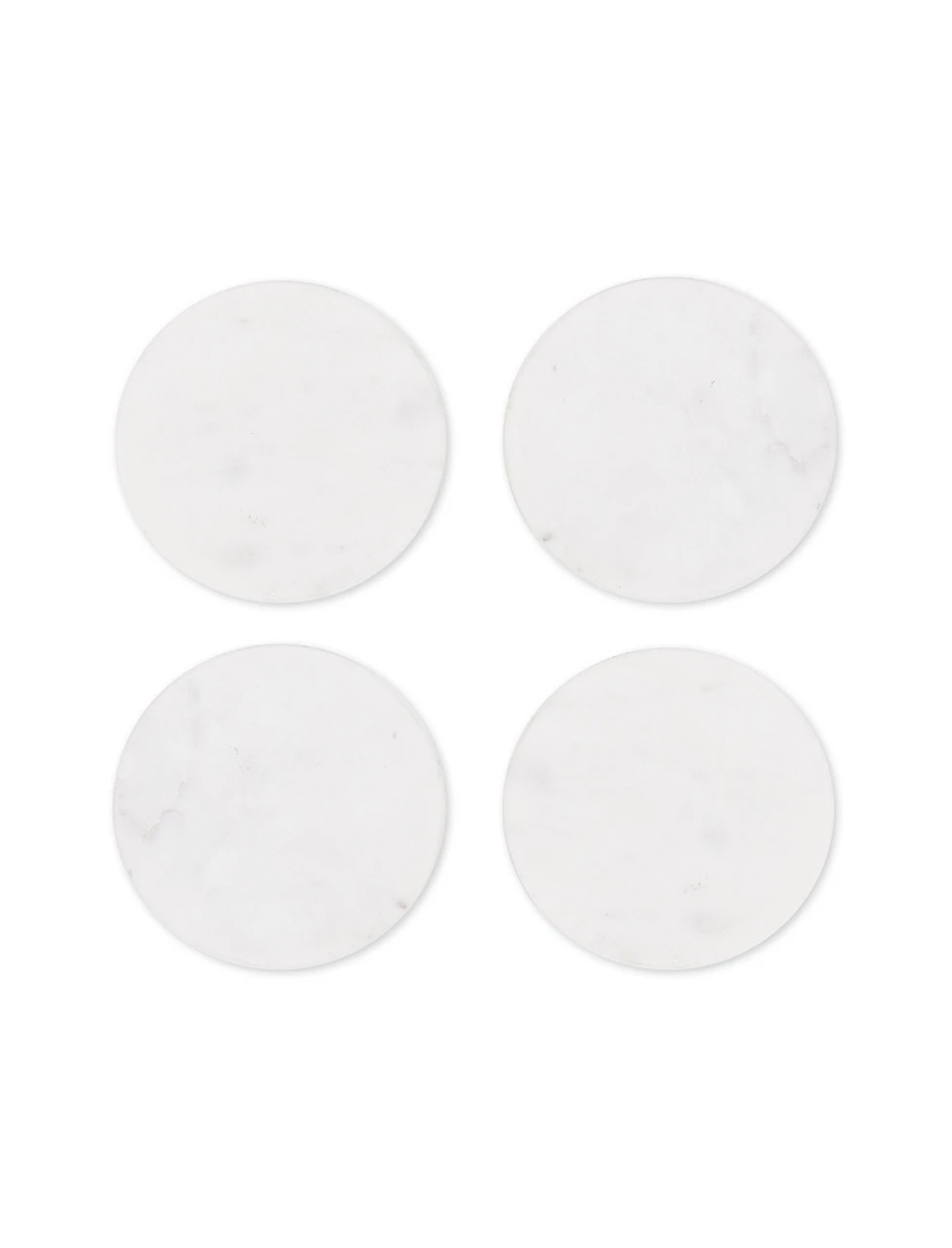 Set Of 4 Round Marble Coasters - White 2 Set Of 4 Round Marble Coasters - White - Image 2