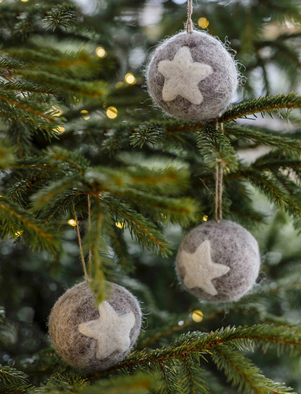 Set Of 3 Southwold Star Baubles - Grey 1 Set Of 3 Southwold Star Baubles - Grey