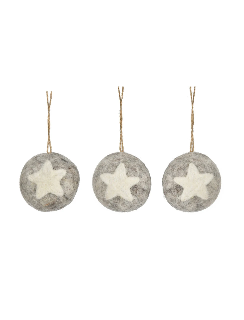 Set Of 3 Southwold Star Baubles - Grey 2 Set Of 3 Southwold Star Baubles - Grey - Image 2