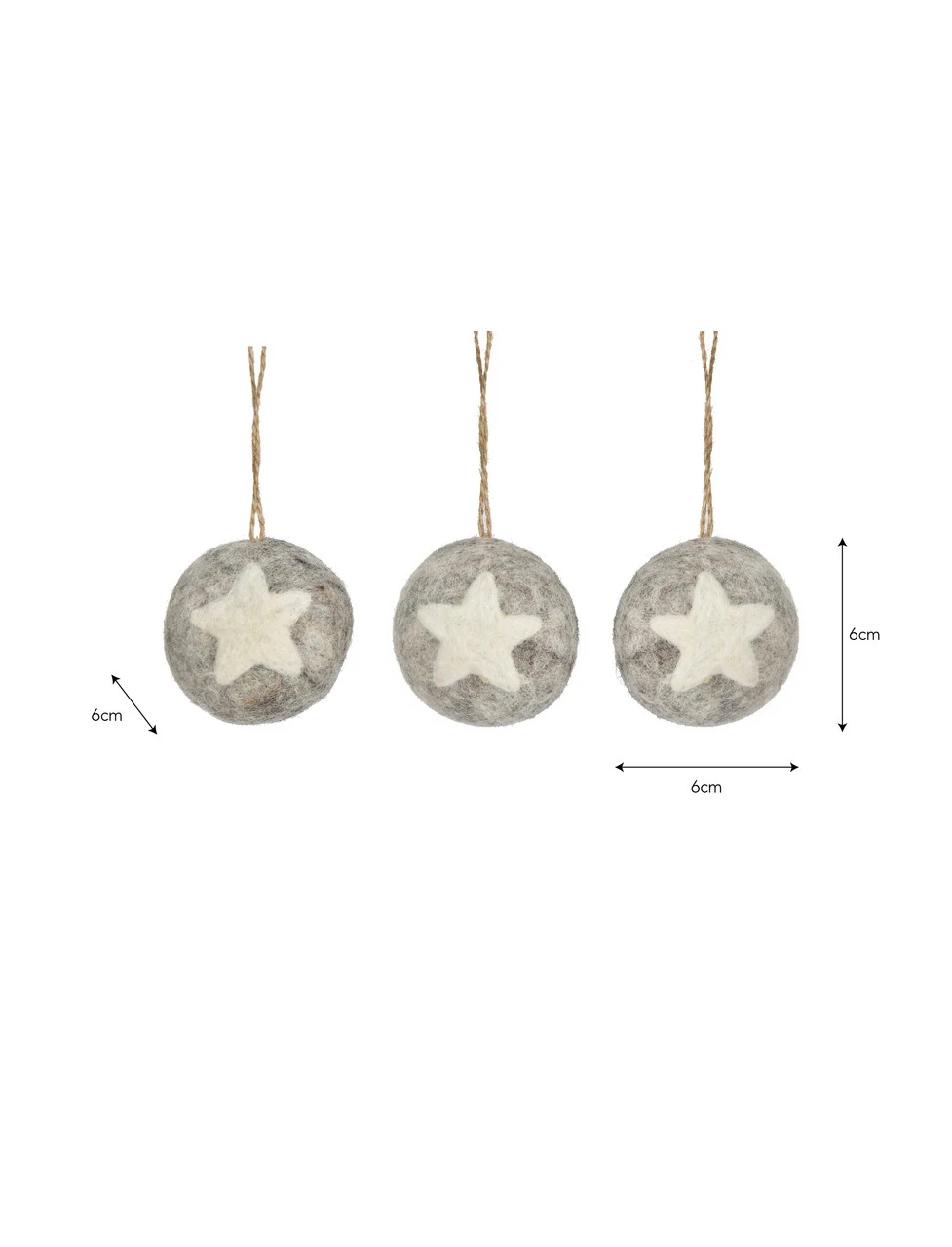 Set Of 3 Southwold Star Baubles - Grey 3 Set Of 3 Southwold Star Baubles - Grey - Image 3