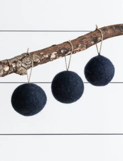 Set Of 3 Southwold Round Baubles - Ink