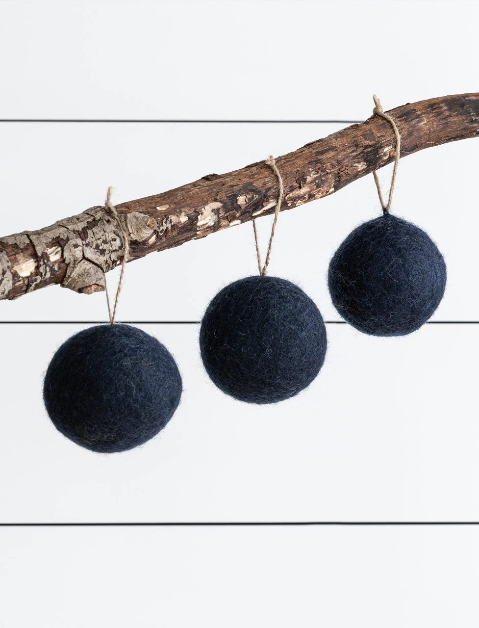 Set Of 3 Southwold Round Baubles - Ink 1 Set Of 3 Southwold Round Baubles - Ink