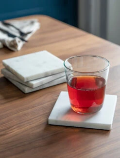 Set Of 4 Square Marble Coasters - White