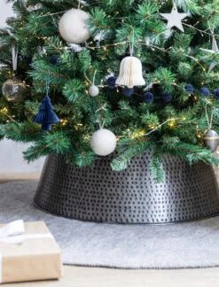 Hammered Christmas Tree Skirt - Antique Pewter