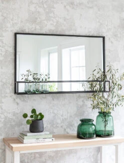 Sapperton Wide Mirror With Shelf - Black